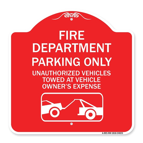 Signmission Fire Department Parking Unauthorized Vehicles Towed at Owner Expense with Graphic, RW-1818-24023 A-DES-RW-1818-24023 - main